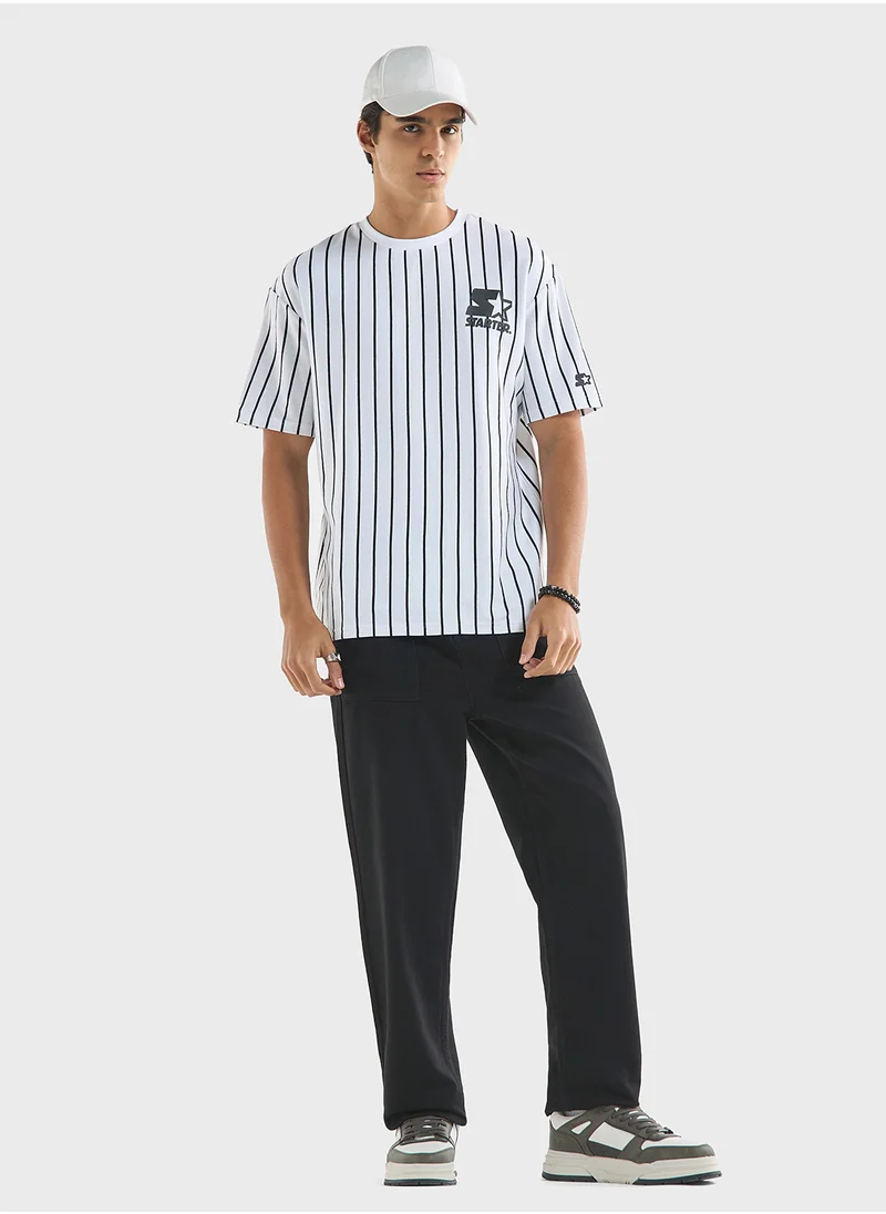 فاف Starter Striped T-shirt with Crew Neck and Short S