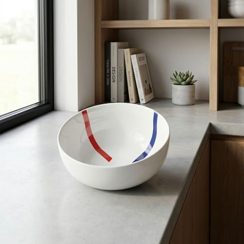 BLACKCARROT Porcelain Large Serving Bowl, 1-Pcs, (Plain, Super White), 1.5 litres, Microwave Safe - Image 1
