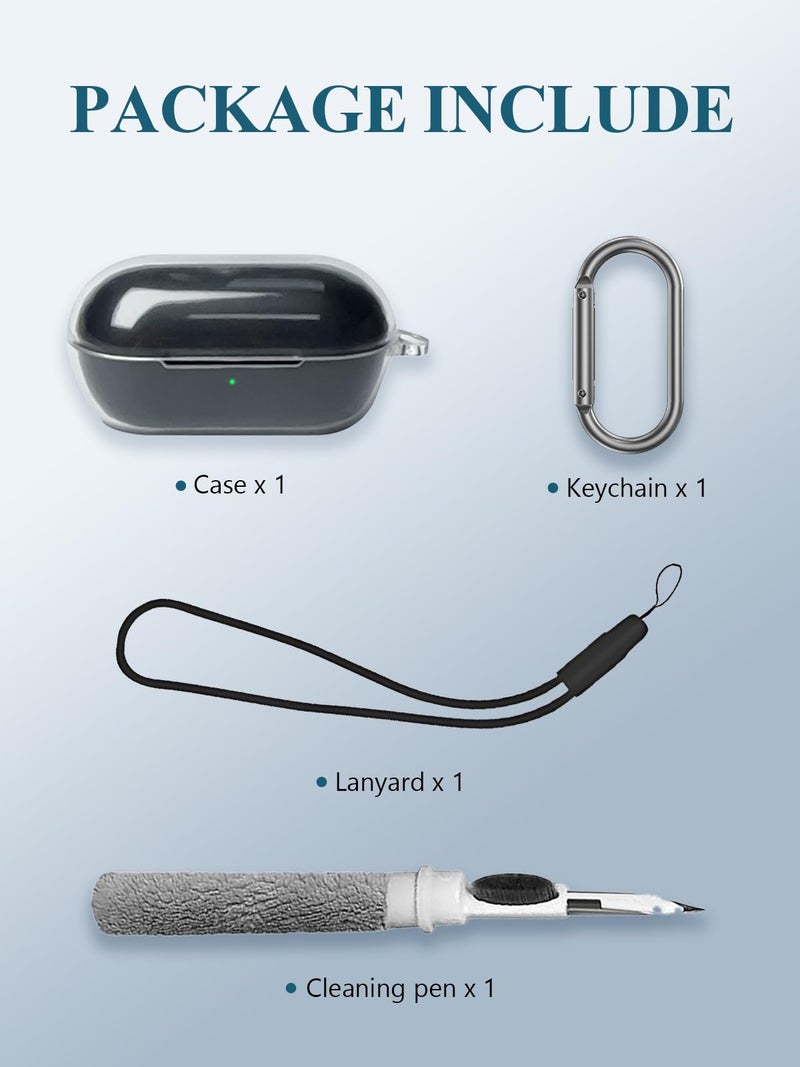 WUNIAK Case Cover for Sony WF-C710N Truly Wireless Noise-Canceling Earbuds,WUNIAK Clear Soft TPU Protective Cover with Keychain and Cleaner Kit for Women Men Shockproof Skin,Clear - Image 3