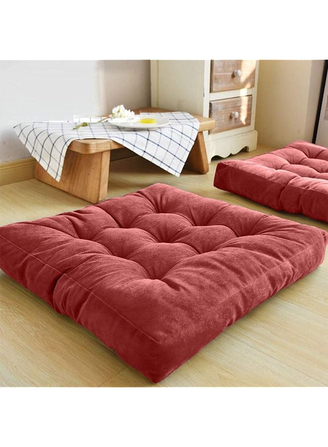 Zaboon New York Simple And Comfortable Square Floor Velvet Tufted Cushion 55X55X10Cm - Image 1