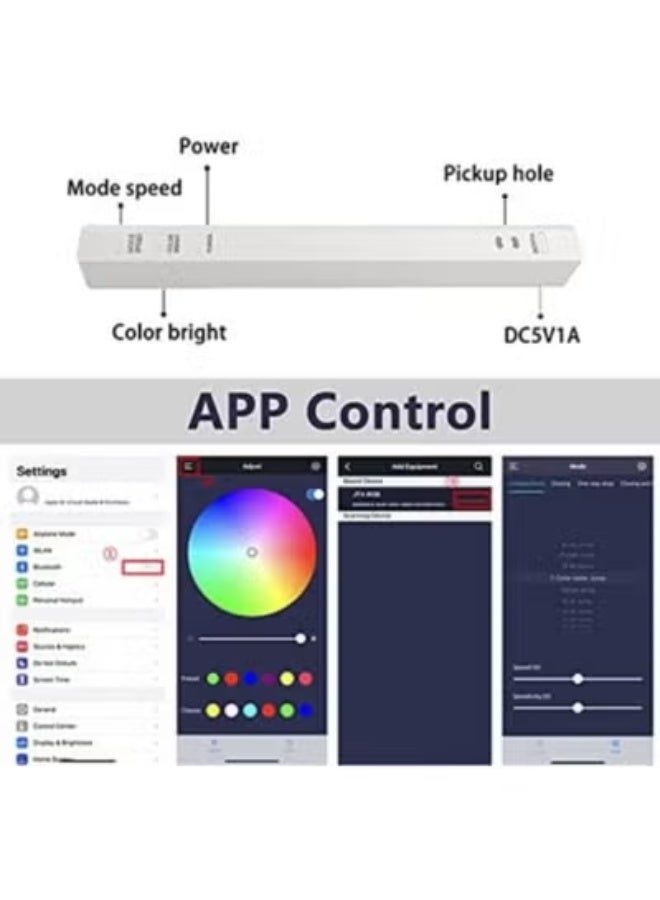 APP Sound Control Rhythm Lights, Car Music Level Lights, 32 LED 18 Colors Audio Spectrum Analyzer, Voice Activated Atmosphere Light, for Car, Gaming Room Decoration, Desktop, DJ Studio (White) - Image 3