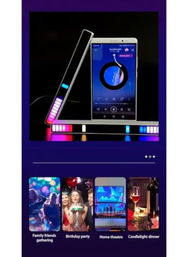 APP Sound Control Rhythm Lights, Car Music Level Lights, 32 LED 18 Colors Audio Spectrum Analyzer, Voice Activated Atmosphere Light, for Car, Gaming Room Decoration, Desktop, DJ Studio (White) - Image 2