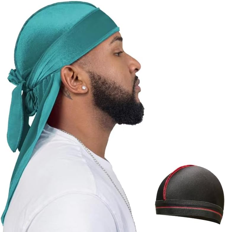 ForceWave Velvet Durag for Men Wave Cap Velvet Dorag for Men Women 360 Wave - Image 1
