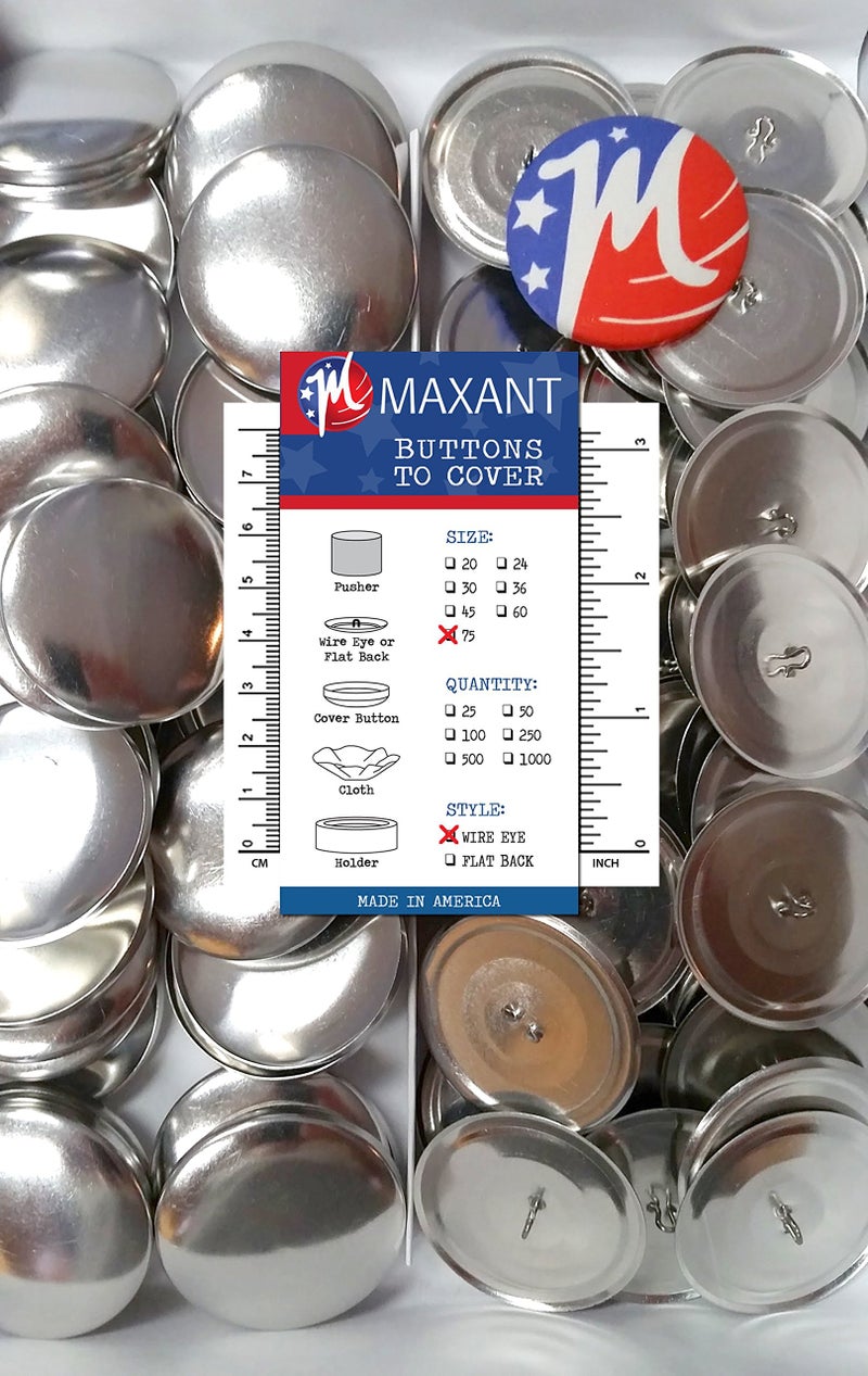 M MAXANT 50 Buttons to Cover - Made in USA - Cover Buttons with Wire Eye Backs 75 (1 7/8") - Image 2