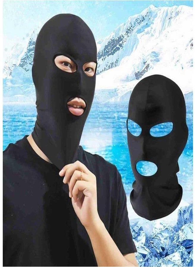 AILONSHAWN 3 Hole Black Ski Mask 2 Pack Balaclava Face Mask with Mouth Hole Shiesty Mask Men Women Motorcycle Full Face Cover for Football Snowboarding - Image 2