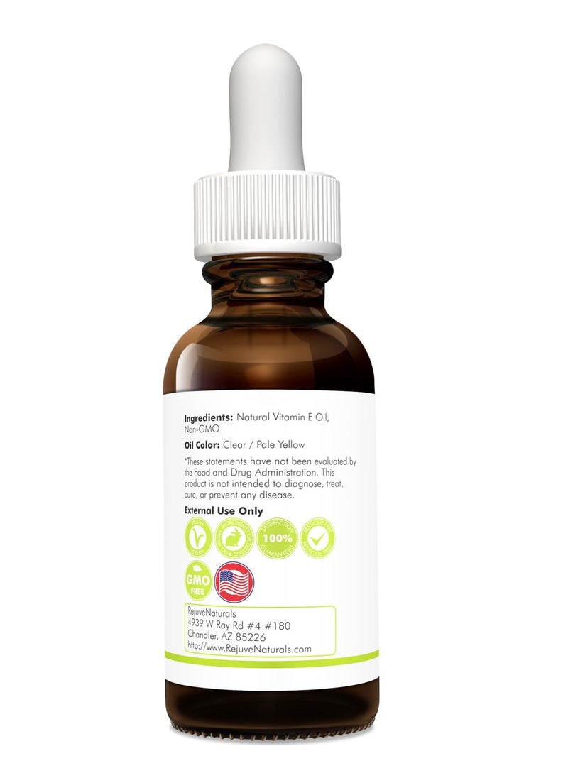 RejuveNaturals - Vitamin E Oil - 100% Pure & Natural, 42,900 IU. Repair Dry, Damaged Skin from Surgery & Acne, Age Spots & Wrinkles. Boost Collagen for Moisturized, Youthful-looking Skin. d-alpha tocopherol - Image 1