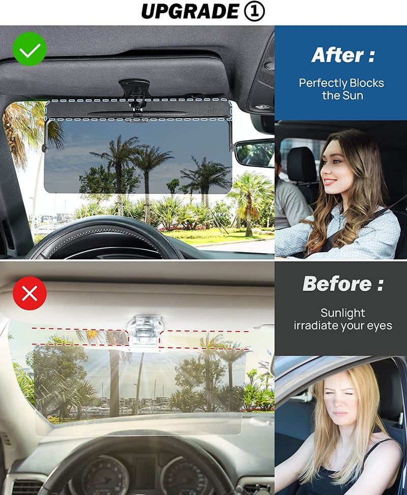 JOYTUTUS Sun Visor for Car, 2 Pack Polarized Sun Visor Extender Universal Anti-Glare Easy to Install, UV400 Car Visor Extension Protect from Glare/UV Ray/Stray Light - Image 2