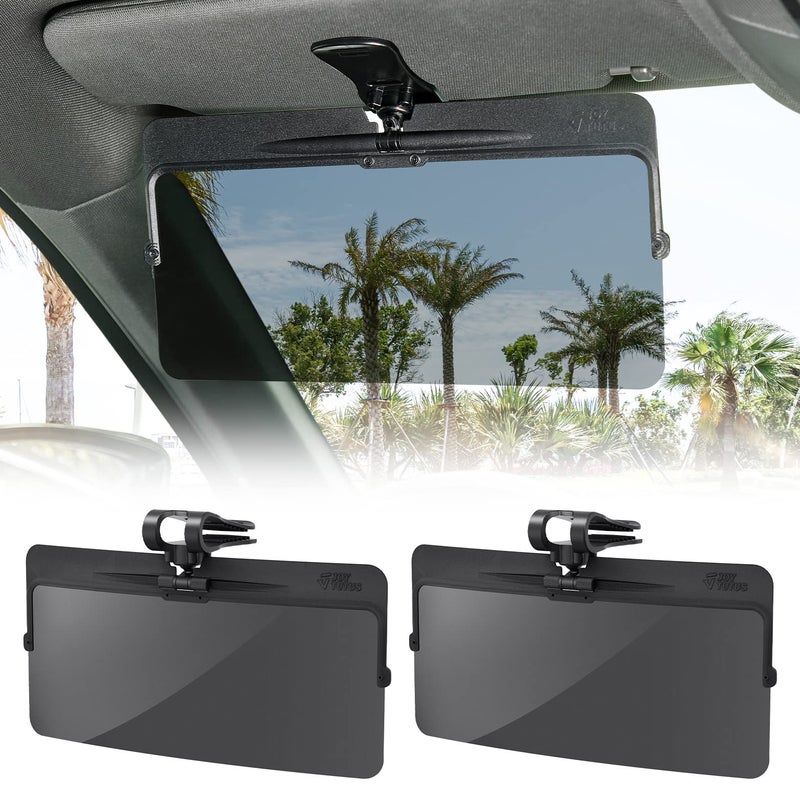 JOYTUTUS Sun Visor for Car, 2 Pack Polarized Sun Visor Extender Universal Anti-Glare Easy to Install, UV400 Car Visor Extension Protect from Glare/UV Ray/Stray Light - Image 1