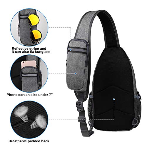 WATERFLY Crossbody Sling Backpack Sling Bag Travel Hiking Chest Bags Daypack (Dark gray) - Image 5