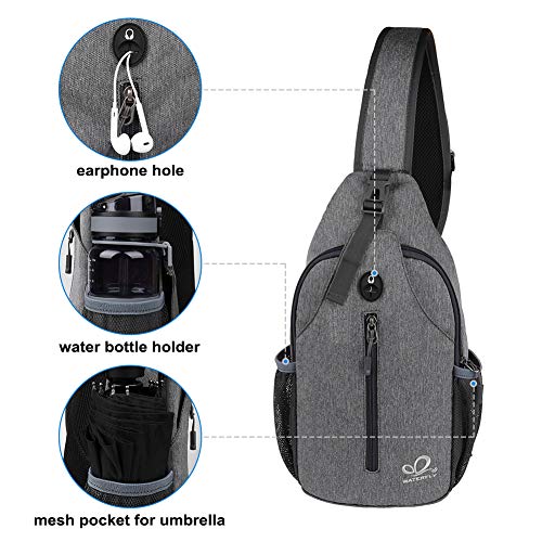 WATERFLY Crossbody Sling Backpack Sling Bag Travel Hiking Chest Bags Daypack (Dark gray) - Image 4