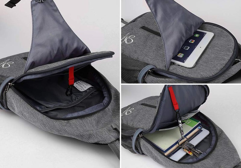 WATERFLY Crossbody Sling Backpack Sling Bag Travel Hiking Chest Bags Daypack (Dark gray) - Image 3