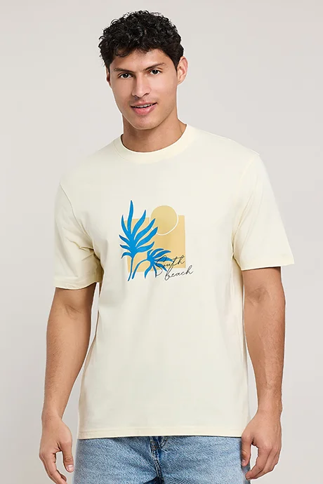 R&B Printed T-Shirt with Crew Neck and Short Sleeves