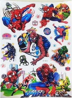 Uniq UNIq Funky Spiderman Stylish 3D Puffy Big Size NonToxic Waterproof 9 Stickers Set for Wall Fridge almirah Kids Room  - Image 1
