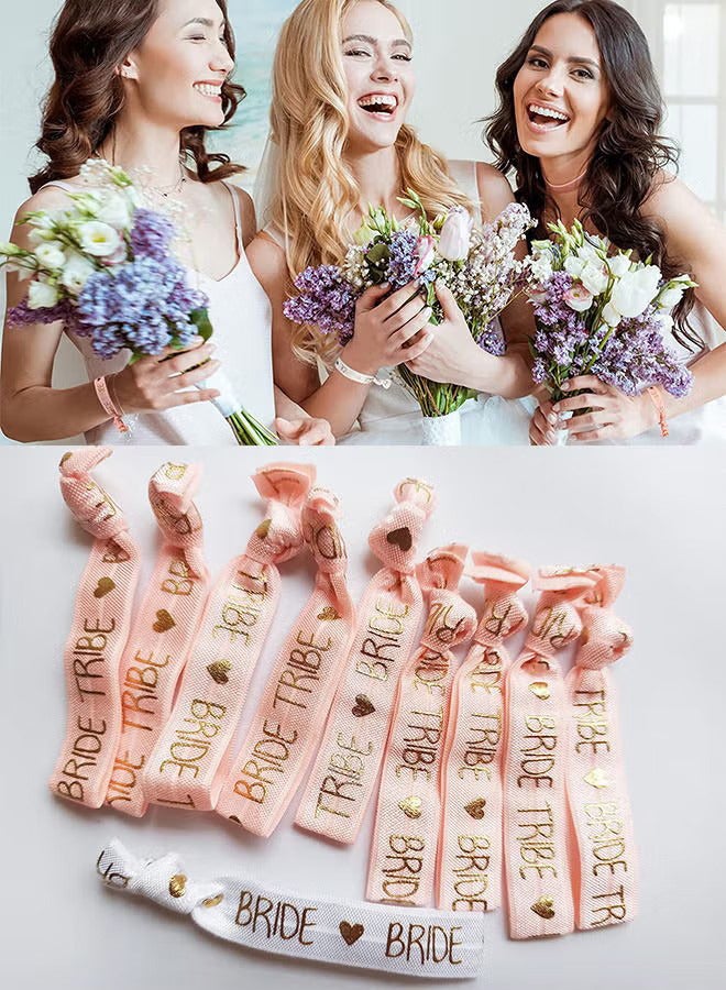 11 قطع العروس قبيلة الشعر العلاقات وصيفات الشرف الدجاجة حزب المعصم العصابات لحفل زفاف العازبة الزفاف دش العروس لتكون حزب الحسنات ، واحد أبيض وعشرة الوردي - Image 4