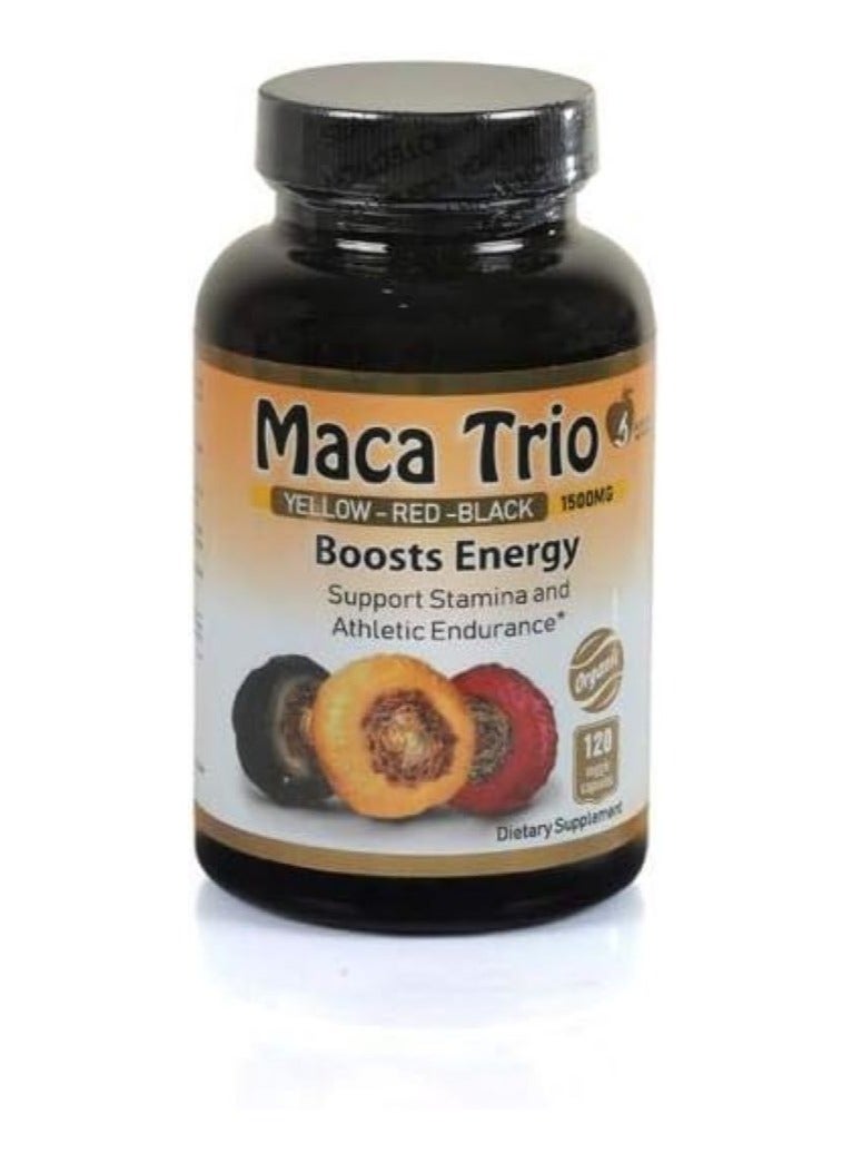 Maca Trio Organic Black,Red Root Capsules -1500mg,120 Pisces - Image 3