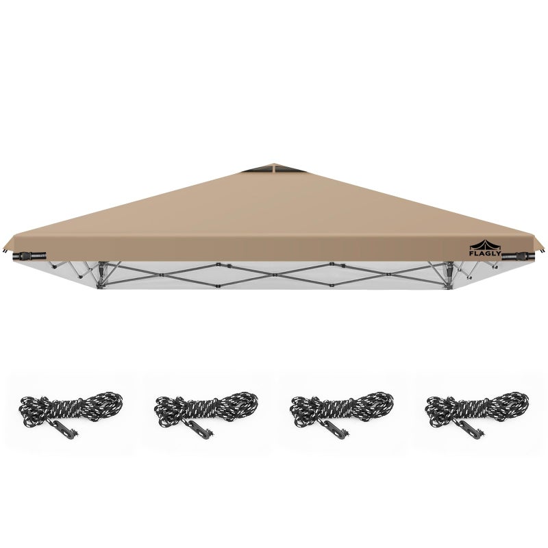 Flagly 10x10ft Replacement Canopy Top with Air Vent, Waterproof & UV Protection Canopy Tent Top Cover for Straight Leg Canopy Frame - for Outdoor, Patio, Event, Trade Show (Khaki, 10x10ft) - Image 1