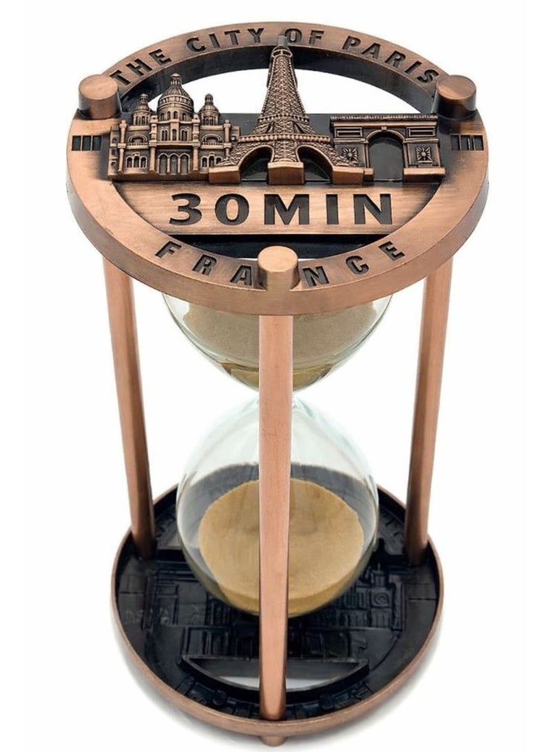 ساعة رملية زجاجية ومعدنية 30 دقيقة لون برونزي - Image 1