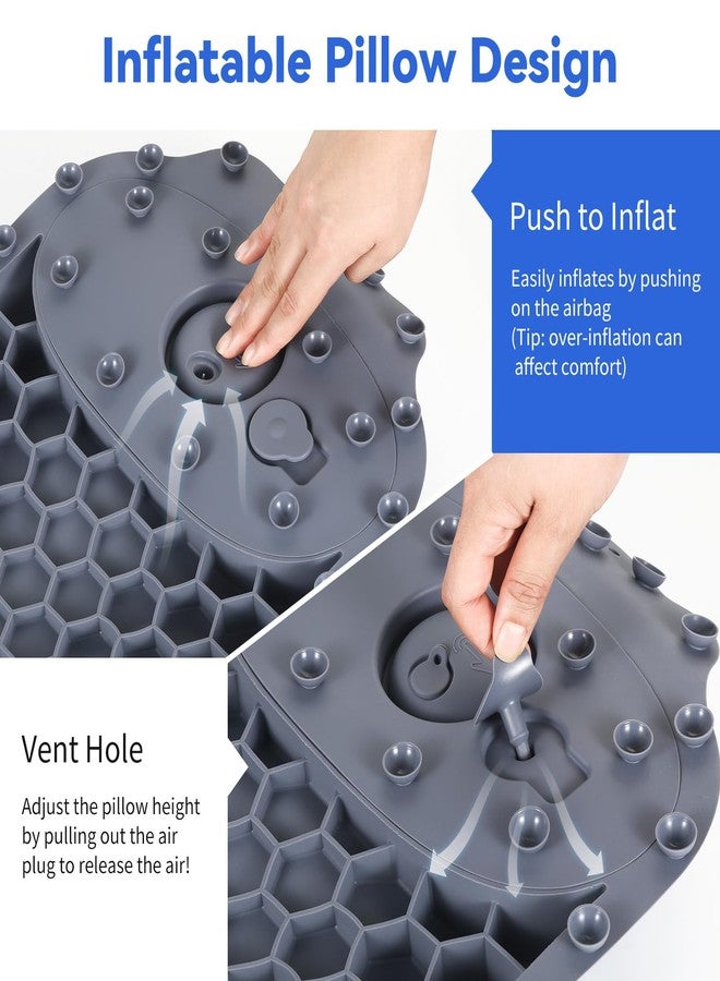 Goowin Bath Pillows for Tub, New Generation Skin-Friendly Silicone Bath Pillow, Luxury Bathtub Pillow for Head and Neck, Powerful Suction Tub Pillow for Bathtub with Inflatable Airbag (Grey) - Image 3