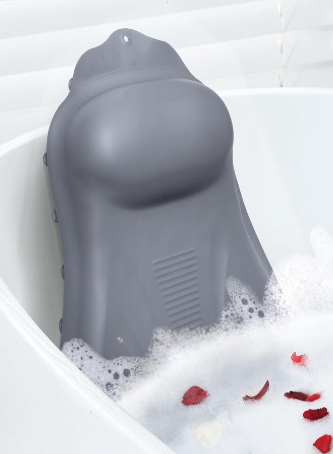Goowin Bath Pillows for Tub, New Generation Skin-Friendly Silicone Bath Pillow, Luxury Bathtub Pillow for Head and Neck, Powerful Suction Tub Pillow for Bathtub with Inflatable Airbag (Grey) - Image 1