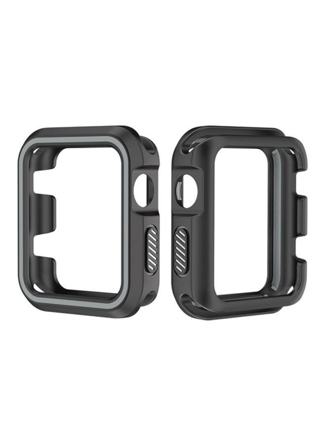 NIBEMINENT Rugged Armor Bumper Protective Case Cover For Apple Watch Series 1/2/3 42mm Black/Grey - Image 1