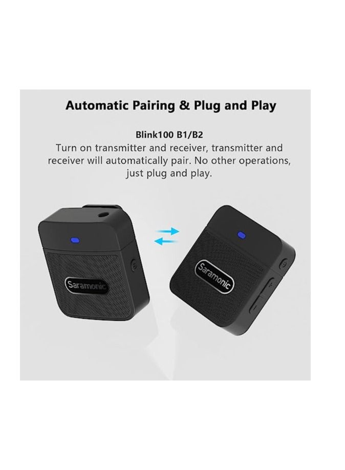 Saramonic Wireless Lavalier Microphone Blink100 B1 2.4GHz Wireless Microphone With Transmitter & Receiver for DSLR Cameras, iPhone,iPad and Android, 164ft Range, Lapel Mic for Recording, Teaching - Image 2