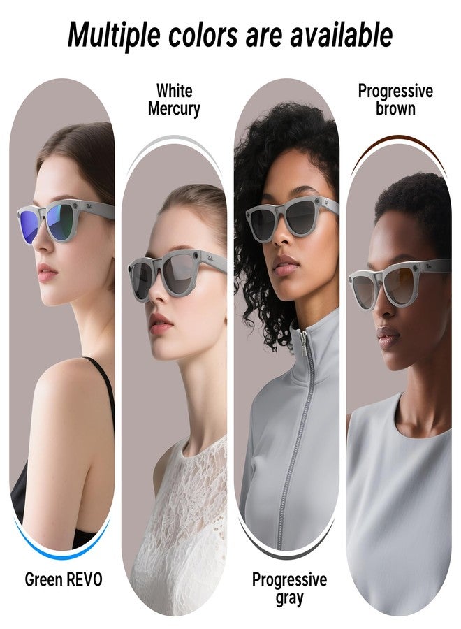 HiBloks 2Pcs Polarized Clip-on for Ray-Ban Meta Skyler & Gen 2 (RW4010/RW4014 52-20), Grey Frame Discoloration Clips for RayBan Skyler Accessories Protect Your Eyes, Cool and Fashion (Silver+Green) - Image 2