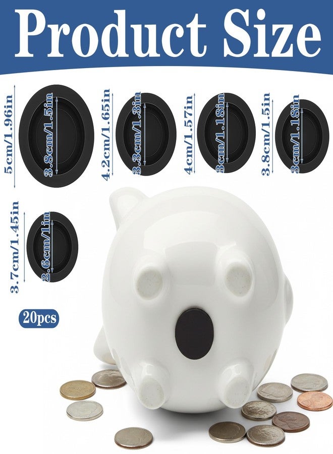 Psiriol 20 Pcs Piggy Bank Stopper Replacement, Rubber Saving Box Stopper, Piggy Bank Silicone Plugs, Box Plug Hole Cover for Coin Banks Saving Boxes (37mm, 38mm, 40mm, 42mm, 50mm, Black) - Image 2
