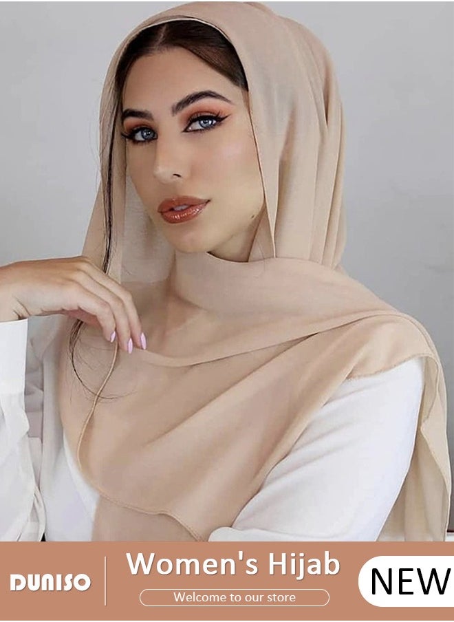 DUNISO - Women's Hijab, Premium Breathable Chiffon Hijab, Stylish and Comfortable Hijab Scarfs,  Very Comfy & Good for Everyday Use, Versatile and Artistic Scarf for Women - Image 1