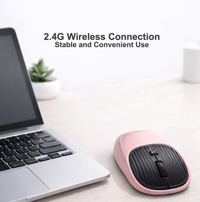 FOREV Wireless Mouse with 2.4GHz Mode, 3-Level DPI Adjustments, 4-Button Rechargeable Gaming Mouse, Lightweight Ergonomic Mouse for Mac Mini PC Gaming Laptop Computer MacBook - (Pink & Black) - Image 2