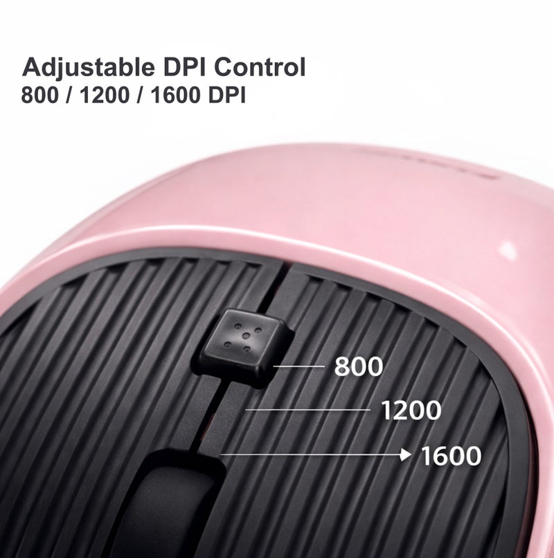 FOREV Wireless Mouse with 2.4GHz Mode, 3-Level DPI Adjustments, 4-Button Rechargeable Gaming Mouse, Lightweight Ergonomic Mouse for Mac Mini PC Gaming Laptop Computer MacBook - (Pink & Black) - Image 3