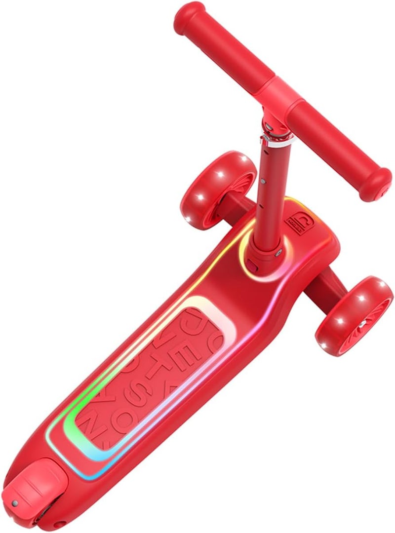 JETSON Halos Three-Wheel Light Up Kick Scooter, Light up Stem & Deck, Height Adjustable Handlebar, Rear Brake, Foldable, Ages 3+, JHALOS-RED - Image 3