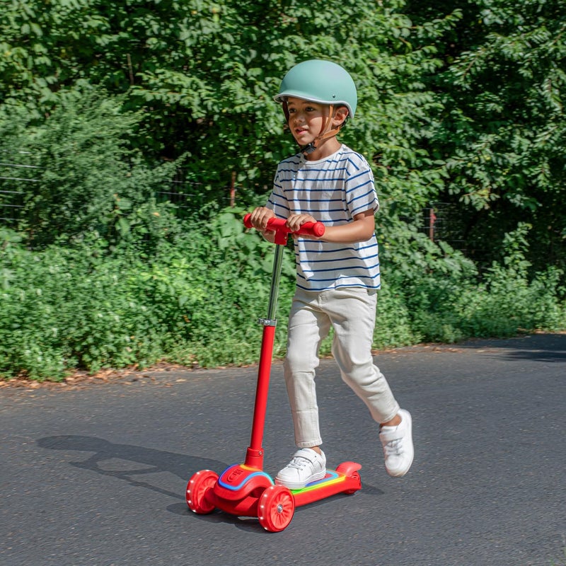 JETSON Halos Three-Wheel Light Up Kick Scooter, Light up Stem & Deck, Height Adjustable Handlebar, Rear Brake, Foldable, Ages 3+, JHALOS-RED - Image 5