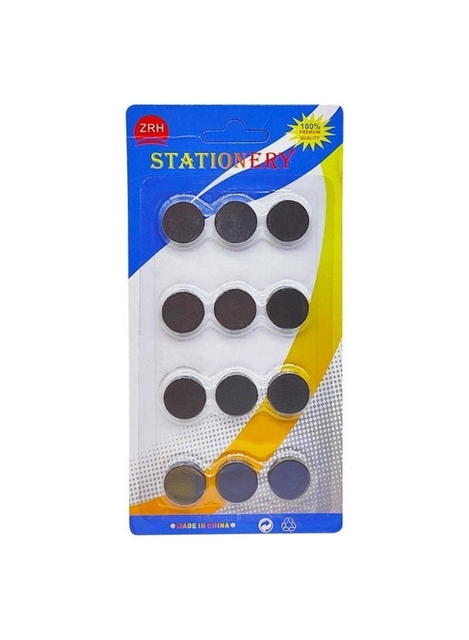 Black Circular Magnet – 12 Medium Strong Magnetic Pieces for Whiteboard & Fridge