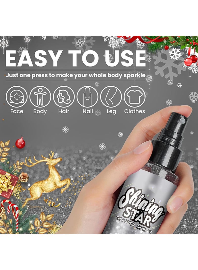 SOLARAE Body Glitter Spray, Silver Body Glitter Spray, Face Glitter Spray, Quick-Drying and Long-Lasting Body Shiny Spray, Body Shimmer Spray Rave Accessories for Festival Concert Party (100ml) - Image 3
