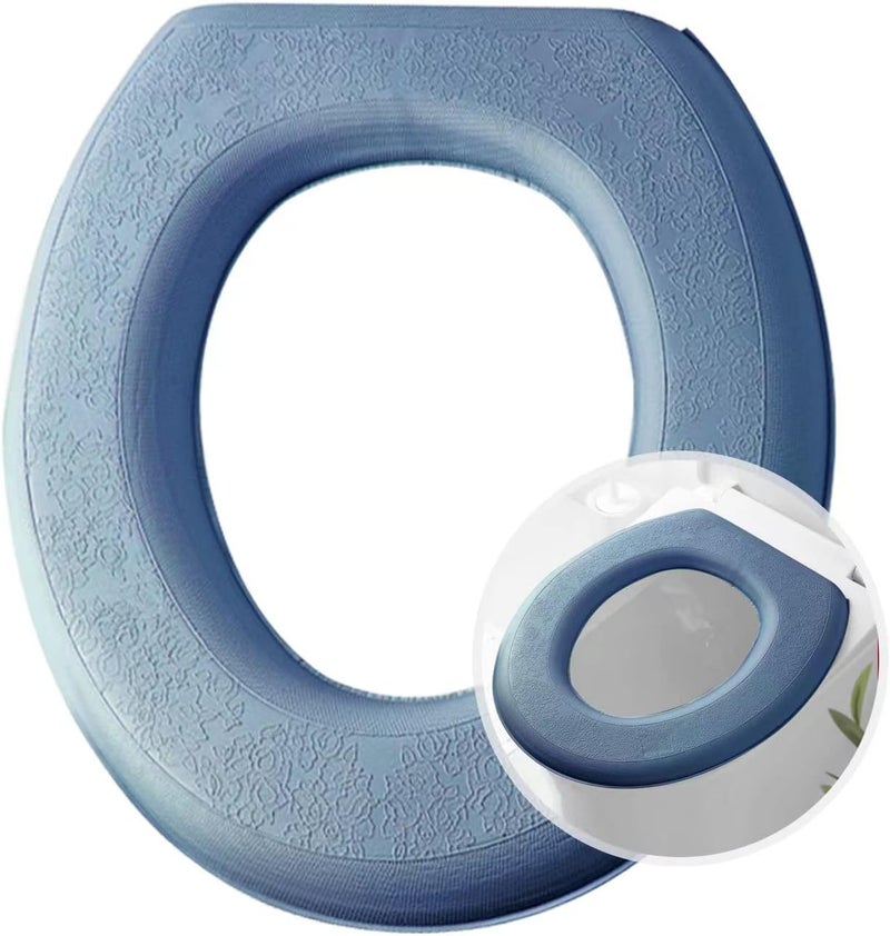 YANMENG Toilet Seat Cover Warmer, Toilet Seat Cushion, O-Shaped Scrubbable Wash.（ Deep Ocean Blue 2 Pcs） - Image 1