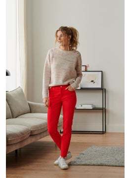 Women Slim Fit Stretchable Solid Denim Jeans, Red