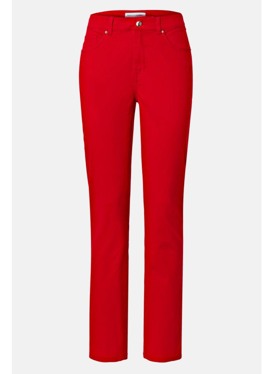 Tchibo - Women Slim Fit Stretchable Solid Denim Jeans, Red - Image 1