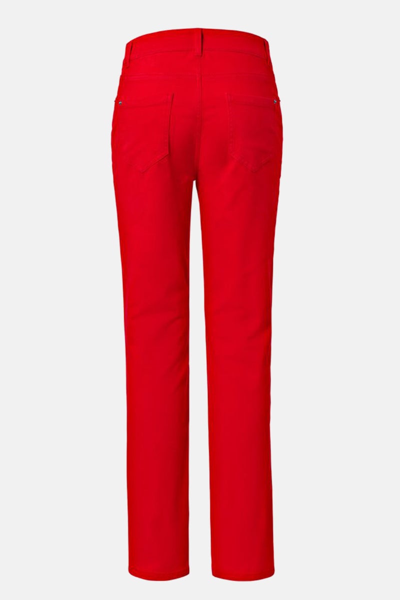 Tchibo Women Slim Fit Stretchable Solid Denim Jeans, Red - Image 3