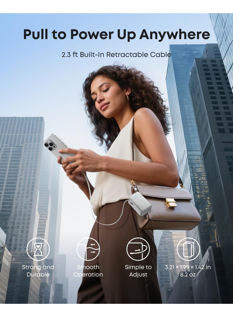 بانك طاقة أنكر نانو، شاحن محمول بسعة 10,000 مللي أمبير مع كابل قابل للسحب بطول 2.3 قدم، حزمة بطارية مدمجة بحد أقصى 45 واط، شاشة ذكية، لجهاز آيفون 16، آيباد، جالاكسي، بيكسل، والمزيد - Image 5