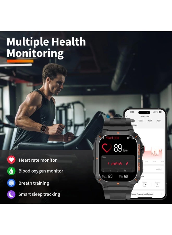 ساعة ذكية بشاشة عالية الدقة ونظام GPS مدمج - تتبع اللياقة والصحة، مقاومة للماء، تنبيهات المكالمات، تصميم أنيق - أسود - Image 5