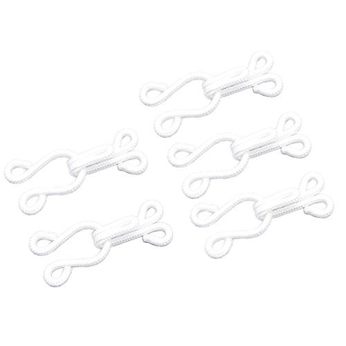Chris.W 5 Sets White Large Covered Hooks & Eye Sewing Closure for Fur Coat Jacket Cape Stole Bracelet Jewelry Books Crafts and More(1.45") - Image 1