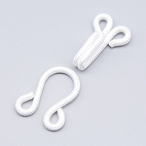 Chris.W 5 Sets White Large Covered Hooks & Eye Sewing Closure for Fur Coat Jacket Cape Stole Bracelet Jewelry Books Crafts and More(1.45") - Image 2