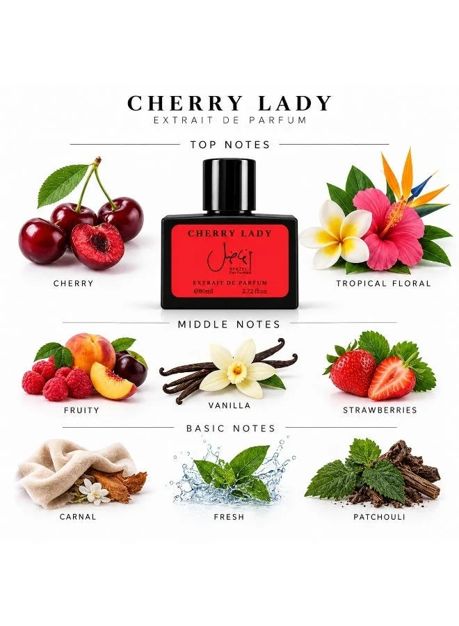 Afazel perfumes Afazel Perfumes Cherry Lady Extrait De Parfum 80ml - Long Lasting Fruity Floral Perfume For Women With Ripe Cherry, Fresh Strawberries, Vanilla & Patchouli