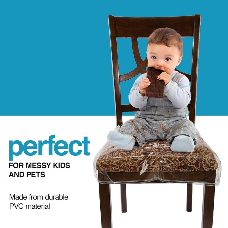 Houseables Plastic Chair Covers, Plastic Seat Covers for Dining Chairs, Chair Protector, Vinyl, Transparent, Waterproof for Cushion, Cats, Kids, Kitchen Table, Fits for - Image 4