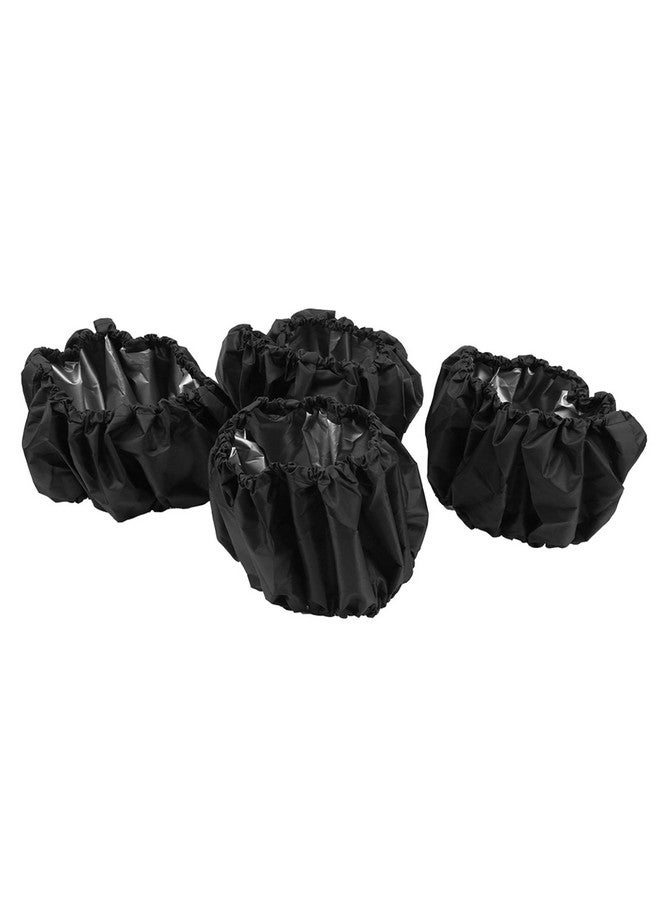 GLOGLOW غطاء عجلات عربة الأطفال، 4 قطع غطاء مضاد للغبار لعجلات عربة الأطفال غطاء واقي للإطارات غطاء قدم العربة للاستخدام الخارجي (أسود) - Image 1