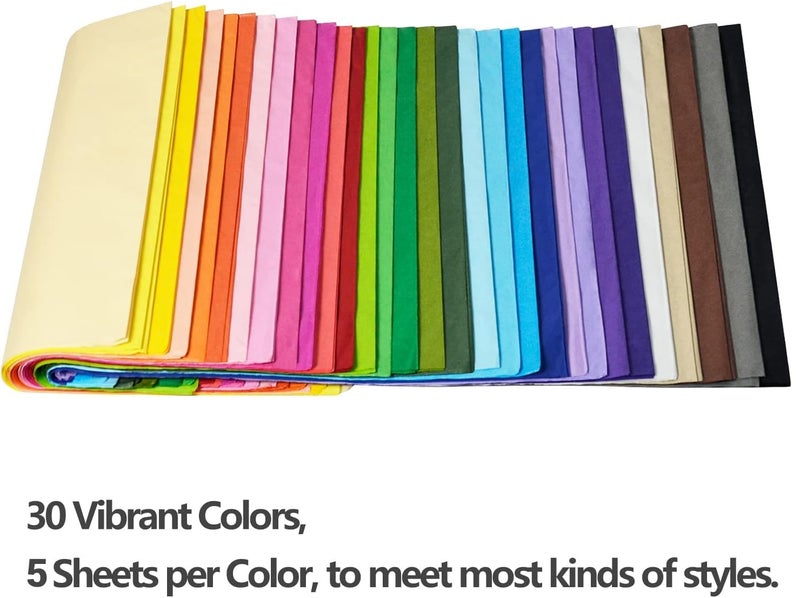 Simetufy 150 Sheets Assorted Colored Tissue Paper for Gift Bags, Rainbow 30 Colors 20 x 26 Inch, Bulk for Crafts & Gift Wrapping, Mother's Day Christmas Birthday Wedding Holiday Decor, and DIY Project - Image 3