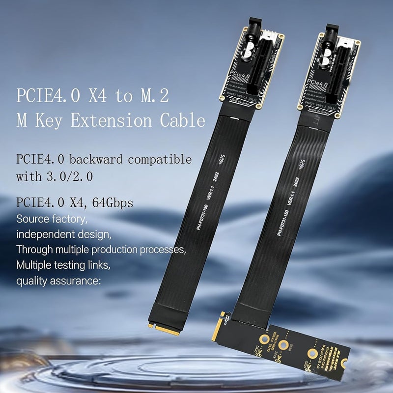 كابل تمديد بطاقة الرسوميات M.2 NVMe إلى PCIe 4.0 لنقل البيانات بالسرعة الكاملة، لوحة تمديد منفذ PCIe للأحجام 2230/2242/2260/2280 - Image 2