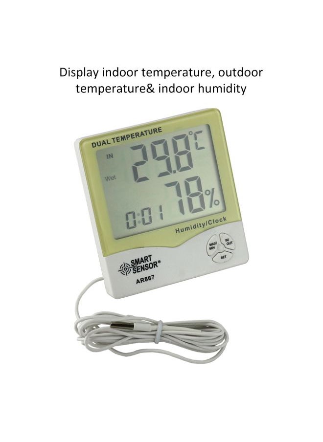 Generic Digital Hygrometer Tester Weather Station With Calendar And Clock Alarm Green/White 0.157kg  - Image 2