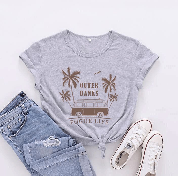 OUTERBANKS Coconut Auto Foreign Trade Explosions Short Sleeve European and American Letter Street T-Shirt Short Sleeve - Image 1