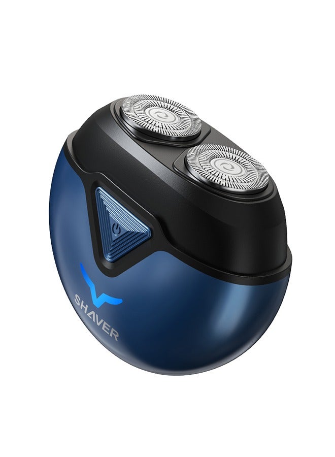 JCB CHIC ماكينة حلاقة كهربائية صغيرة، ماكينة حلاقة كهربائية محمولة دوارة مزدوجة الحلقة، ماكينة حلاقة كهربائية محمولة مزدوجة الرأس، ماكينة حلاقة لاسلكية لاسلكية للرجال للسفر، ماكينة حلاقة لاسلكية للوجه والجسم (T1 أزرق) - Image 2